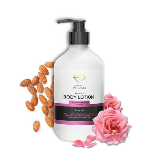 AROMATIC BODY LOTION ROSE WATER AND ALMOND 500ML